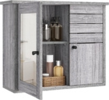 YITAHOME Double Door Mirrored Bathroom Cabinet, Modern Wall Mounted Storage Furniture,Storage Cabinet for Home, Bedroom & Bathroom Accessory Organizer 60 20 49.2 CM (Black)