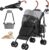 YITAHOME Pet Stroller for Small to Medium Dogs, 4-Wheel Dog Pushchair with Shoulder Straps, Folding Pet Travel Carriage with Cup Holder & Storage Bag (Grey Black)