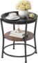 YITAHOME Round Side Table with Two-Tier Storage & Removable Tray, End Table for Living Room, Bedroom, or Apartment, Sturdy Coffee Table, Adjustable Feet, Rustic Brown