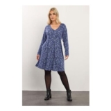 YOURS Curve Blue Floral Print Pleat Front Dress