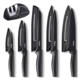 Yabano 5 Piece Kitchen Knife Set with 5 Blade Guards and Sharpener