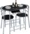 Yaheetech 3 Piece Dining Room Set, Modern Round Dining Table & Chairs Set for 2, Compact Breakfast Bar Table Set with Metal Legs and Shelf, Built-in Wine Rack for Dining Room, Living Room, Black