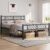 Yaheetech 5ft King Bed Frames Metal Slatted Bed Platform with Arrow Design Headboard, Under-bed Storage, No Box Spring Needed, Black