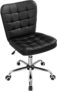 Yaheetech Armless Desk Task Chair Mid-back Office Chair Faux Leather Computer Chair with Adjustable Seat Height, Metal Base and Rolling Wheels for Home/Office, Black
