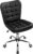 Yaheetech Armless Desk Task Chair Mid-back Office Chair Faux Leather Computer Chair with Adjustable Seat Height, Metal Base and Rolling Wheels for Home/Office, Black
