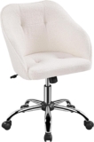 Yaheetech Boucle Vanity Chair Ergonomic Swivel Office Computer Desk Chair Soft Height Adjustable Armchair for Home Office Bedroom Ivory