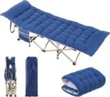 Yaheetech Folding Camping Cot Portable Outdoor Bed for Adults w/Mat & Storage Bag & Carry Bag, Heavy Duty Cots for Outdoor Travel & Office/Home Nap Blue Cot/Blue Pad