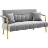 Yaheetech Gold Metal Frame Sofa – Light Grey Pink Green – Sold & Shipped by Monumart Limited