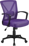 Yaheetech Purple Office Chair Adjustable Fabric Desk Computer Chair Executive Swivel Durable with 360 Rolling Wheels for Home Work Use