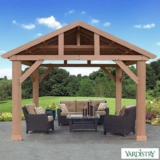 Yardistry 14ft x 12ft (4.3 x 3.7m) Wooden Pavilion with Aluminium Roof