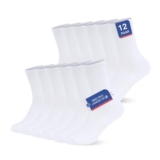 YouShow White Crew Socks Women UK 4-7 Cotton 12 Pairs