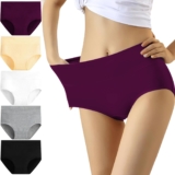 YouShow Womens Knickers High Waist Cotton Underwear for Women Ladies Full Briefs Pant Multiple Colors and Sizes 5 Pack