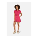 Yumi Pink Twill Cotton Button up Playsuit with Matching Belt