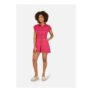 Yumi Pink Twill Cotton Button up Playsuit with Matching Belt