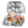 ZEAYEA 3-Pack Stainless Steel Car-Shape Divided Plates, 5 Compartments
