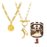 ZPSCXQ Cowgirl Jewelry Set: 3-Piece, 2 Necklaces, 1 Bracelet