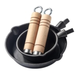 Zeeooil Mini Frying Pans 2-Piece Set Cast Iron Wooden Handle