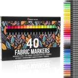 Zenacolor Fabric Pens – Set of 40 – Non Toxic, Indelible and Permanent Fabric Paint, Pens Fine Point Tip – Fine Point Textile Marker Pen
