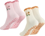 Zuimei 2 Pairs Non Slip Yoga Grip Pilates Socks for Women Cute Anti Slipper Grippy Socks for for Home Gym Barre Sport Fitness Dance Ballet Hospital Pregnant
