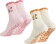 Zuimei 2 Pairs Non Slip Yoga Grip Pilates Socks for Women Cute Anti Slipper Grippy Socks for for Home Gym Barre Sport Fitness Dance Ballet Hospital Pregnant