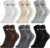 Zuimei 3 Pairs Slouch Socks for Women, Cotton Knit Long Tube Socks Beige Soft Comfortable Aesthetic Crew Sock for Women Girls, Size 4-8