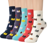 Zuimei 5 Pairs Cat Socks Valentines Day Gifts for Her Women Girls,Cute Animal Thermal Socks,Cats Themed Gifts Presents for Cat Lovers,Funny Gift for Teenage Girls Ladies,UK 4-6