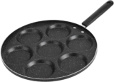 aqxreight 7 Holes Frying Pan Non-Stick Aluminum Cooking Pan for Fried Eggs and Burgers Heat- Handle Kitchen Cookware