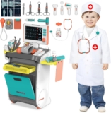 deAO Doctors Trolley Set for Kids, Pretend Play Doctor Set with Stethoscope and Medical Toy Accessories, Children Doctor Role Play Toys for 3 Years Old Boys and Girls (Blue)