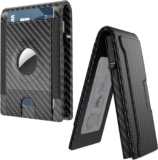 doeboe Airtag Wallet, Mens Slim Card Holder Wallets, Minimalist Pop Up Wallet with ID Window, RFID Blocking, Coin Pocket & Magnetic Closure, Ideal for Men Birthday Gift, Excludes Airtag