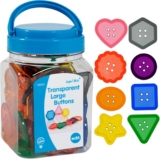 edxeducation Transparent Large Buttons Mini Jar Set of 60 Sensory Toy Light Panel Accessory Early Years Resource Ages 18M