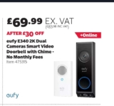 eufy E340 2K Dual Cameras Smart Video Doorbell with Chime – No Monthly Fees