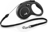 flexi Classic S 5 m retractable cord leash for dogs up to 12 kg Black retractable dog lead Weight: 160 g Dimensions: 9.6 x 16.2 cm