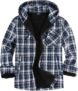 geeksport Mens Fleece Flannel Jacket Full Zip Padded Lumberjack Warm Plaid Hoodies with Sherpa Lining Winter Coat for Outdoor & Casual Wear
