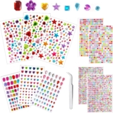 iJiZuo 3500pcs Gem Stickers with Pick Up Tweezer, 10 Sheets Stick on Gems Jewel Stickers Self-Adhesive Rhinestone, for DIY Nail Crafts Jewel Clothes Makeup