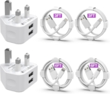 iPhone Charger MFi Certified 2Pack Dual USB Wall Plug Adapter UK 2.4A Mains Charger with 4Pack Lightning Cable 3/3/6/6 FT Fast Charging Cable for iPhone 14/13/12/11 Pro Max/S/XS/X/XR/8/7/6/Plus/5