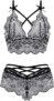 marysgift Sexy Lingerie Plus Size Suspenders Bra and Panties Set Sheer Straps Babydoll Nightwear Lace Underwear UK Size 6 8 10 12 14 16 18