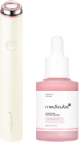 medicube Plump Boost Duo: medicube Mini Booster Pro Plus (Beige) and Salmon DNA PDRN Pink Peptide Serum for Plumper-Looking Skin Portable Korean Skincare Device, At Home Care