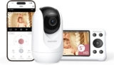 momcozy Smart WiFi Baby Monitor 1080P HD Screen, Motion & Cry Alerts, Night Vision, Safe Zone & Temperature Monitoring, 2-Way Talk, App & Parent Unit Access, Wall-Mountable