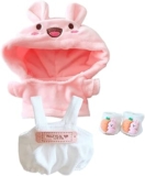 niannyyhouse Rabbit Suit Dress Up Hoodie Corduroy Overalls Shoes 7.8in20cmPlush Doll Stuffed Figures Toys Clothes Accessories (Pink)