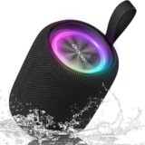 oraolo Portable Bluetooth Speaker, BT5.3 Wireless Speaker with RGB Lights, IPX6 Waterproof, 8H Playtime Supports TF, USB, mini shower Speakers, Wireless Stereo Pairing for Outdoor/Party/Beach/Travel