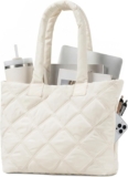 soewten Tote Bag for Women, Puffer Bag with 15.6 Inch Compartment, Small Tote HandBags with Multi Pocket for Travel, Work, Gym, Gifts